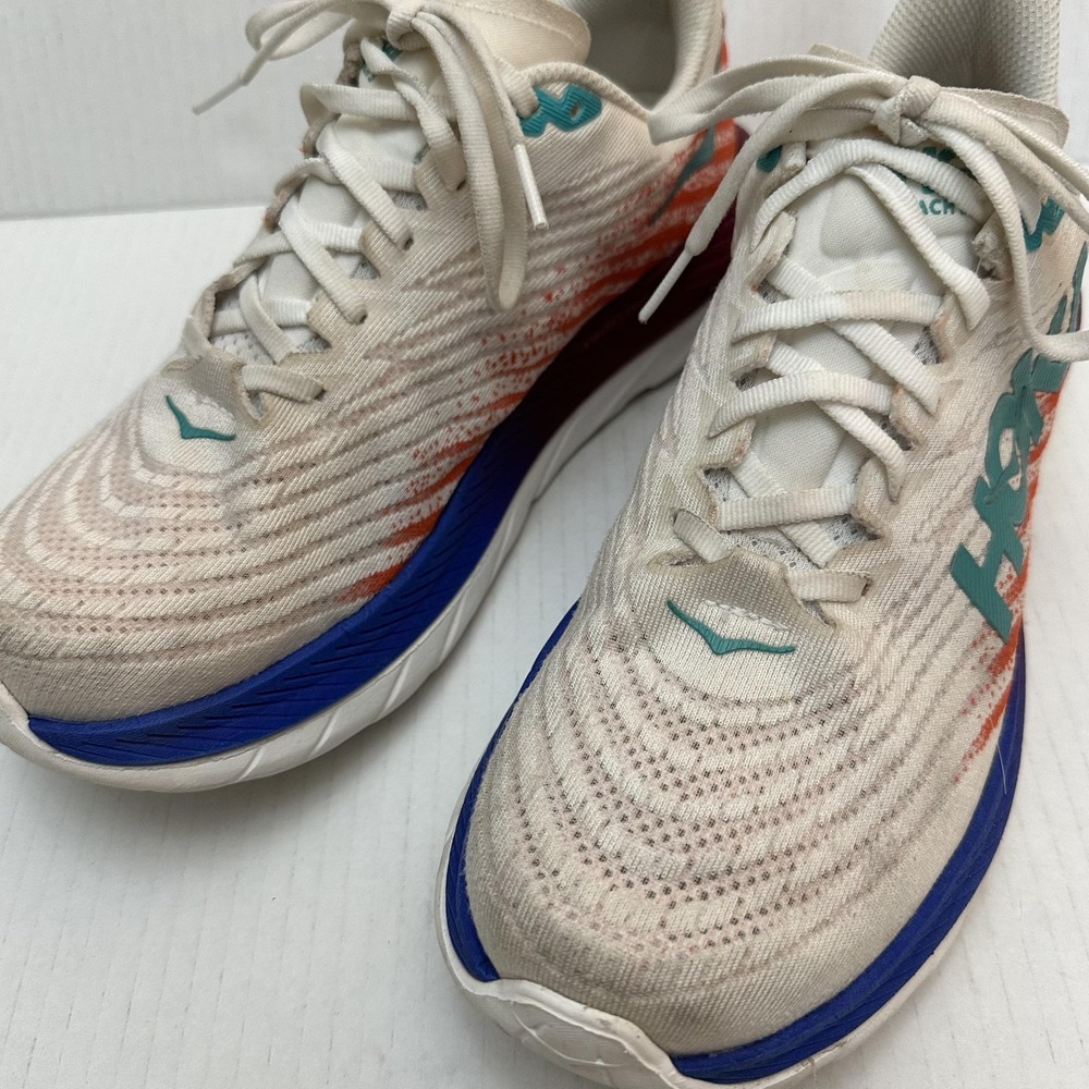 HOKA Mach 5 Running Shoes Womens 9 White Orange Blue PROFLY+ Lightweight - Picture 12 of 14
